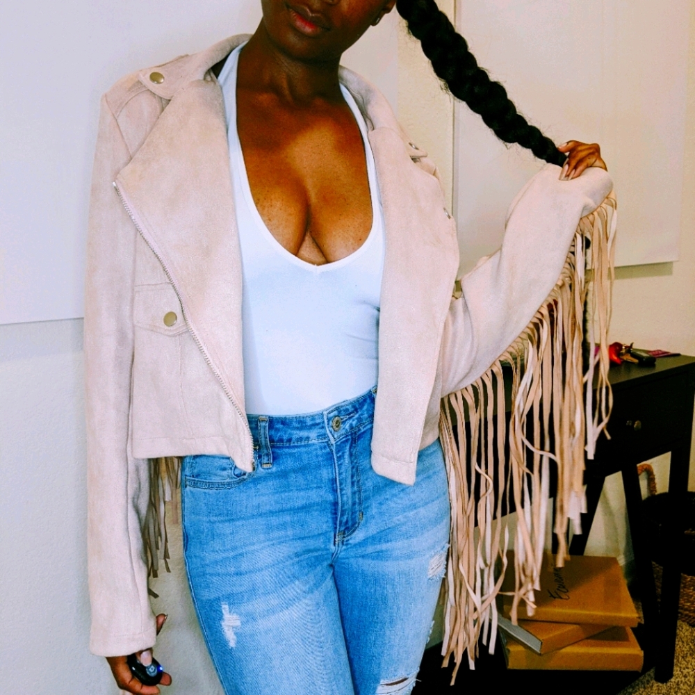 ❗SOLD❗Suede Fringe Biker Jacket